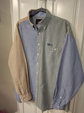 Vintage Mo Betta Striped Patchwork Button-Down Shirt